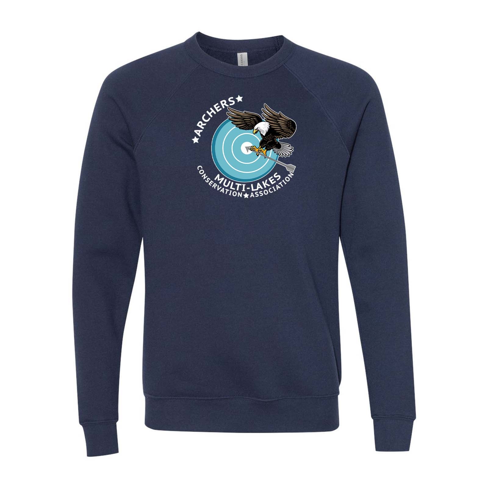 Multi-Lakes Bella + Canvas Unisex Cotton/Polyester Fleece Raglan Crewneck Sweatshirt Center Chest - Mato & Hash