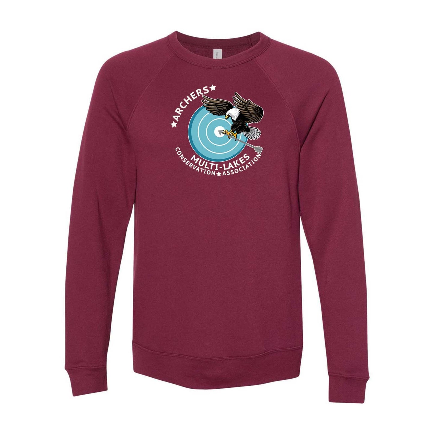 Multi-Lakes Bella + Canvas Unisex Cotton/Polyester Fleece Raglan Crewneck Sweatshirt Center Chest - Mato & Hash
