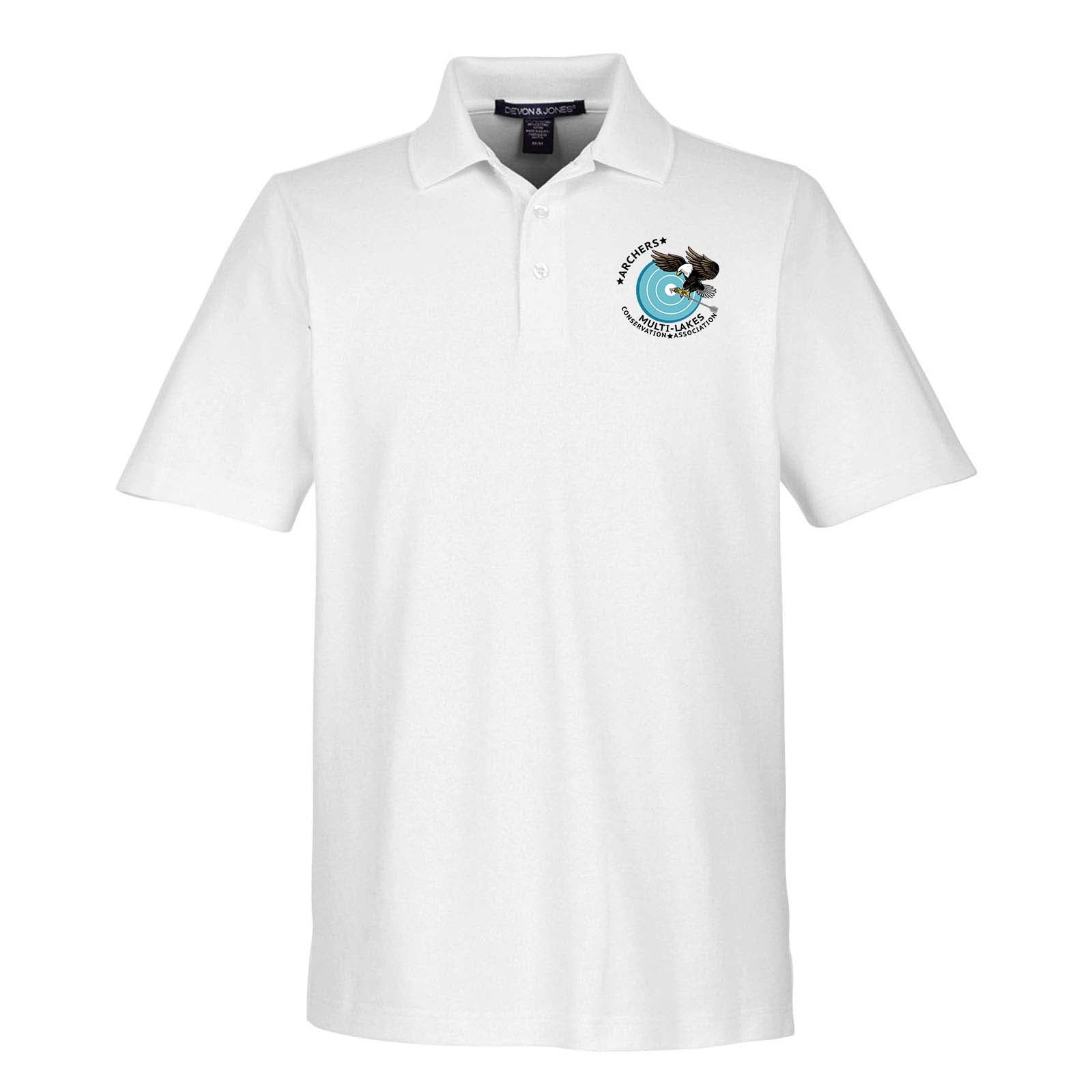 Multi-Lakes Devon & Jones CrownLux Performance Polyester/Cotton Blend Men's Plaited Polo T-Shirt Embroidery - Mato & Hash