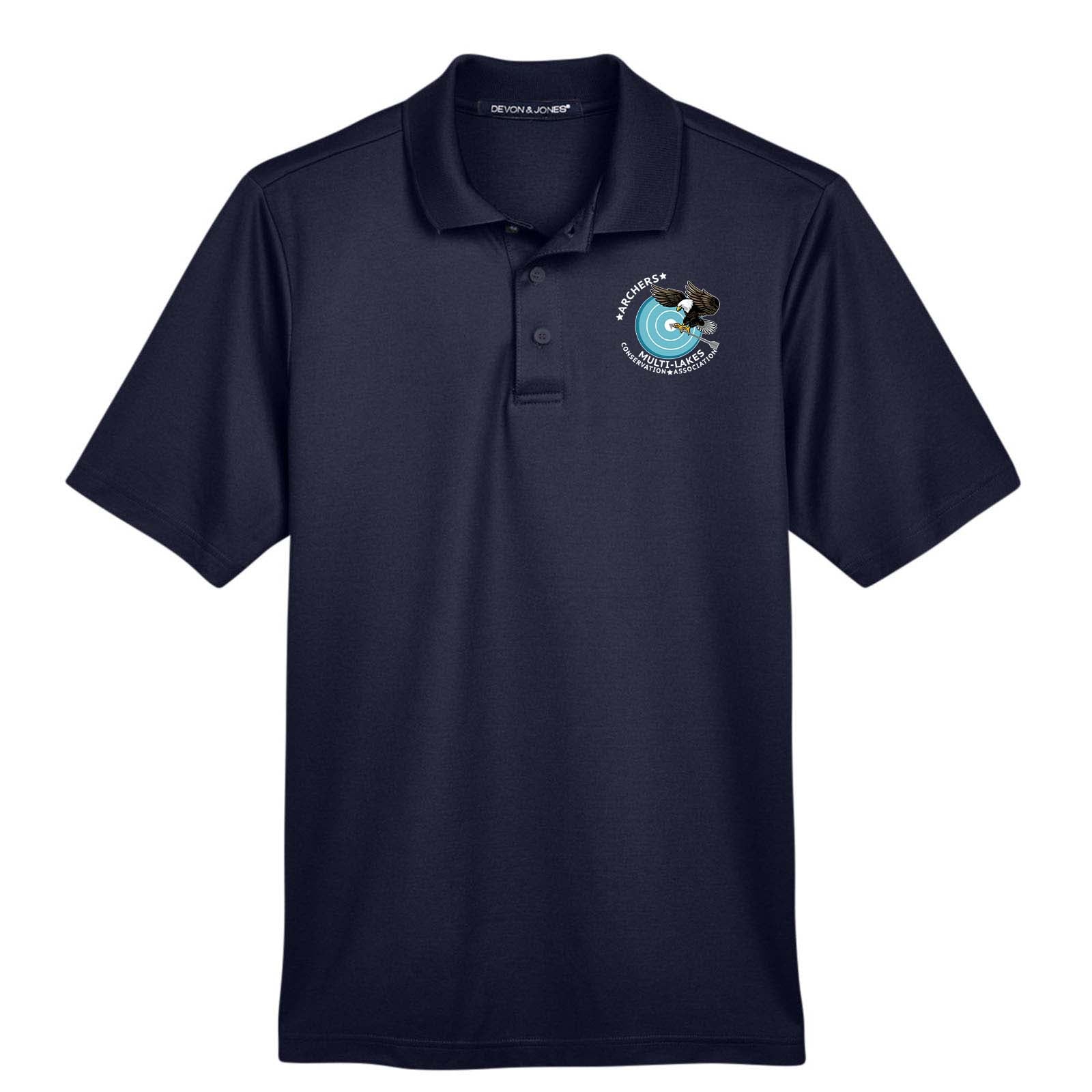 Multi-Lakes Devon & Jones CrownLux Performance Polyester/Cotton Blend Men's Plaited Polo T-Shirt Embroidery - Mato & Hash