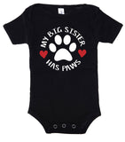 My Big Sister Has Paws Baby Romper