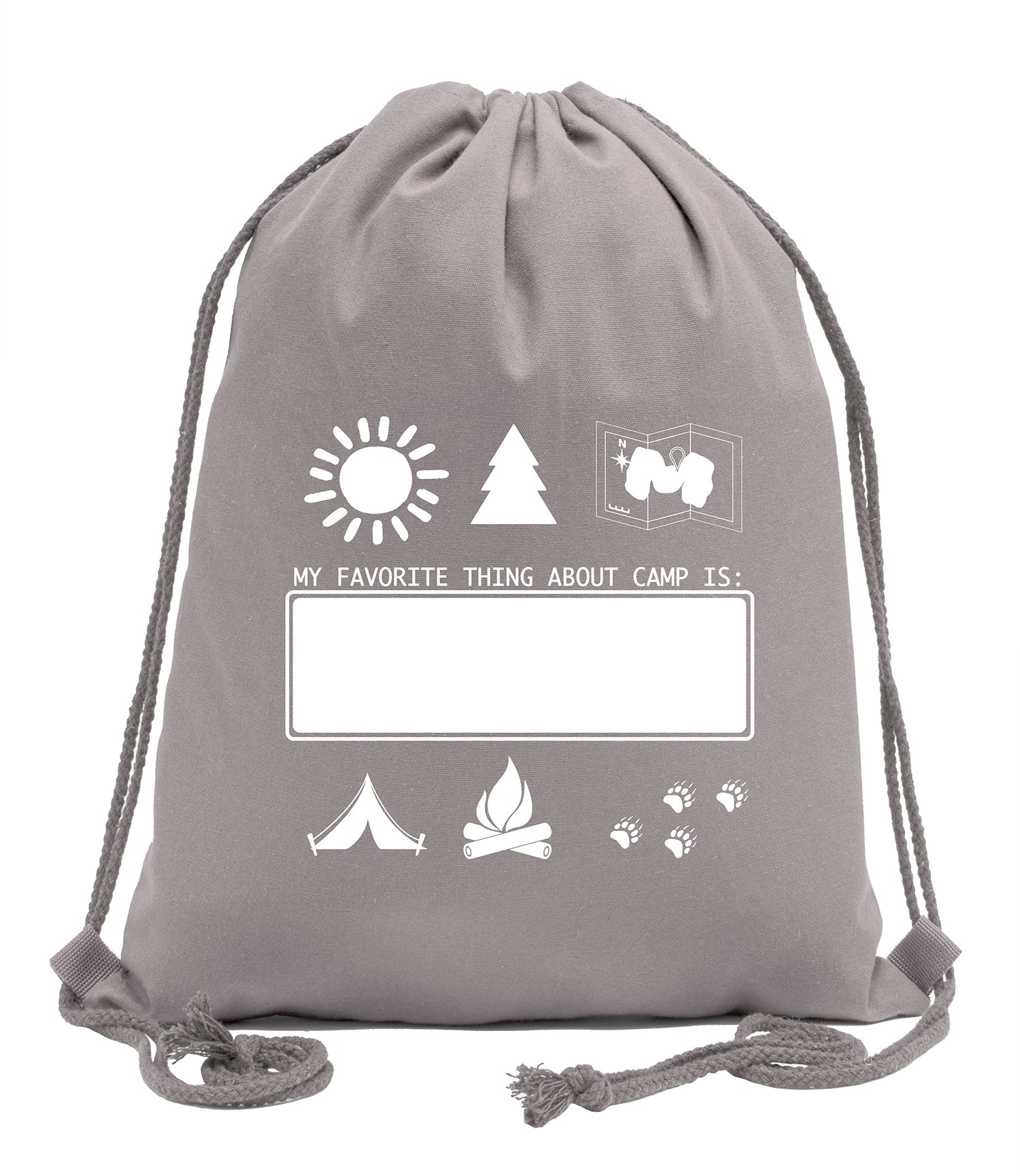 My Favorite Thing About Camp Is: Custom Text Cotton Drawstring Bag - Mato & Hash