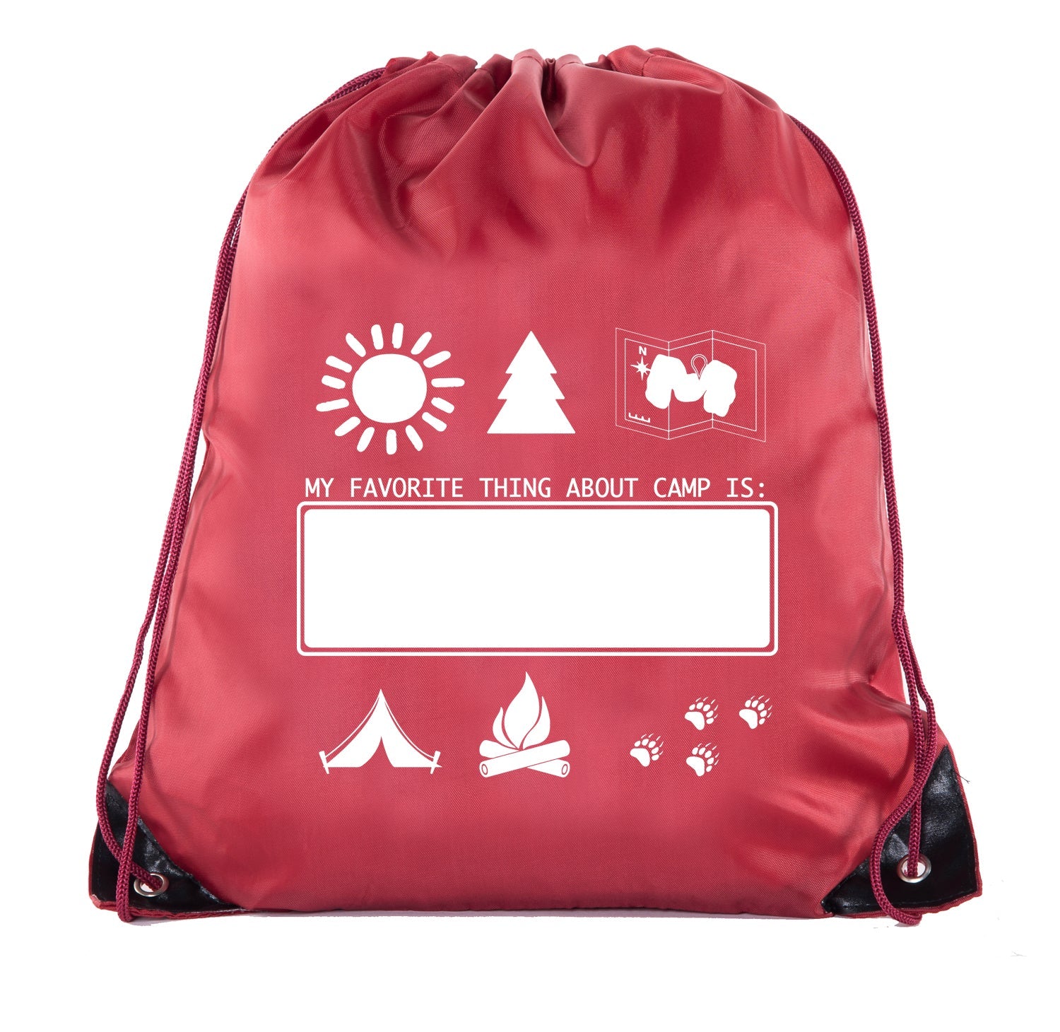 My Favorite Thing About Camp Is: Custom Text Polyester Drawstring Bag - Mato & Hash