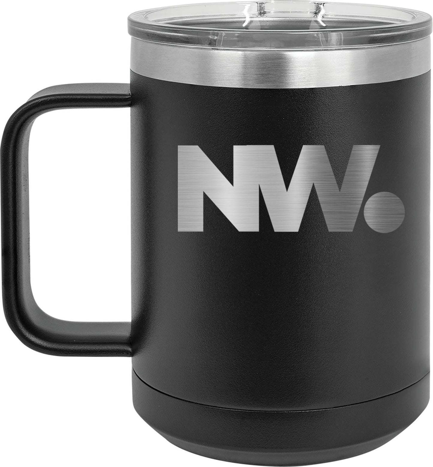 NationWide Video Laser Engraved 15oz Mug with Sliding Lid - Mato & Hash