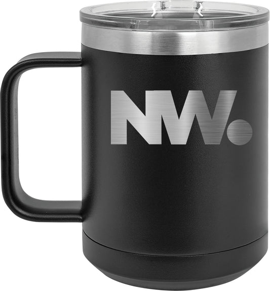 NationWide Video Laser Engraved 15oz Mug with Sliding Lid - Mato & Hash