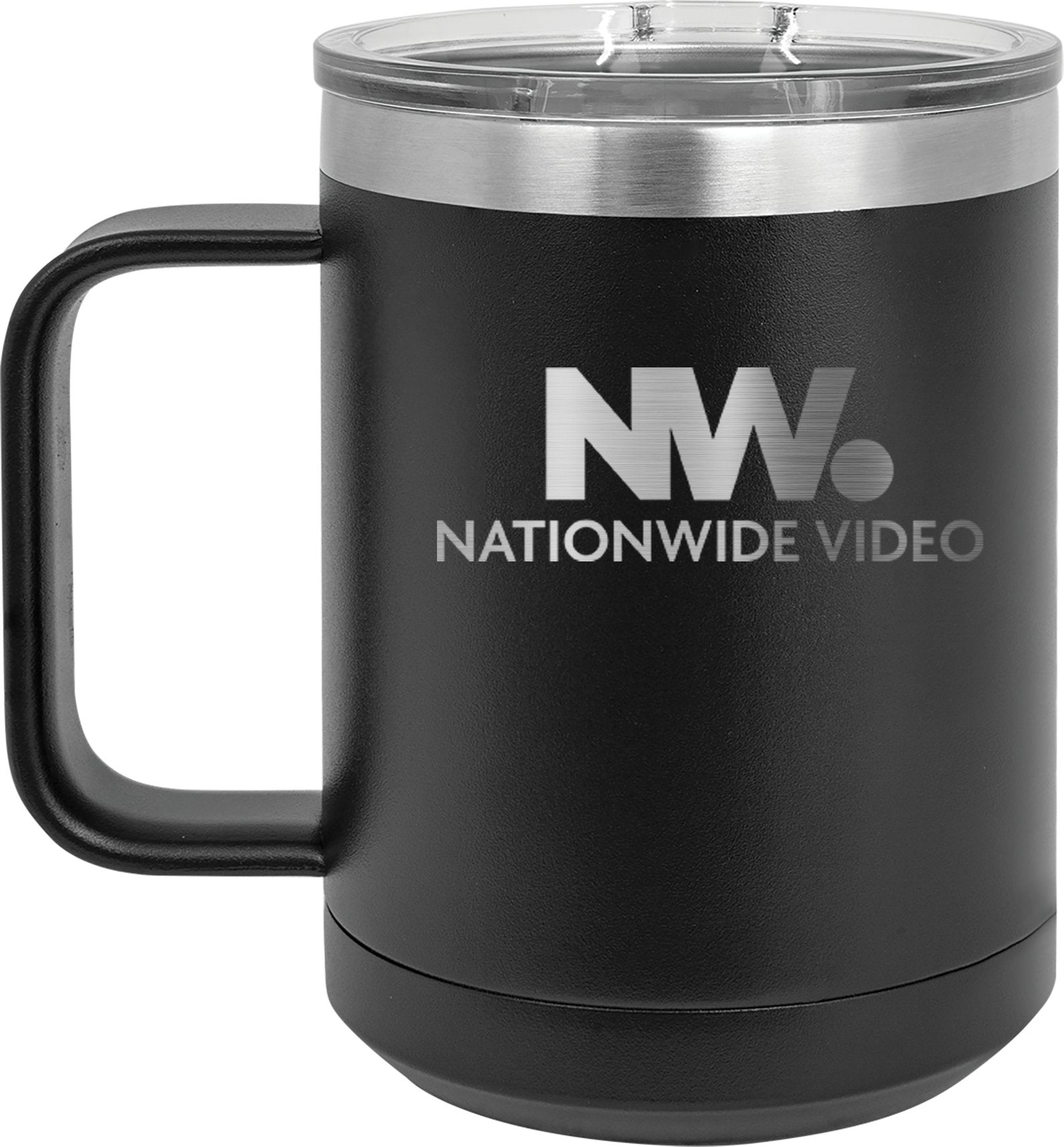 NationWide Video Laser Engraved 15oz Mug with Sliding Lid - Mato & Hash