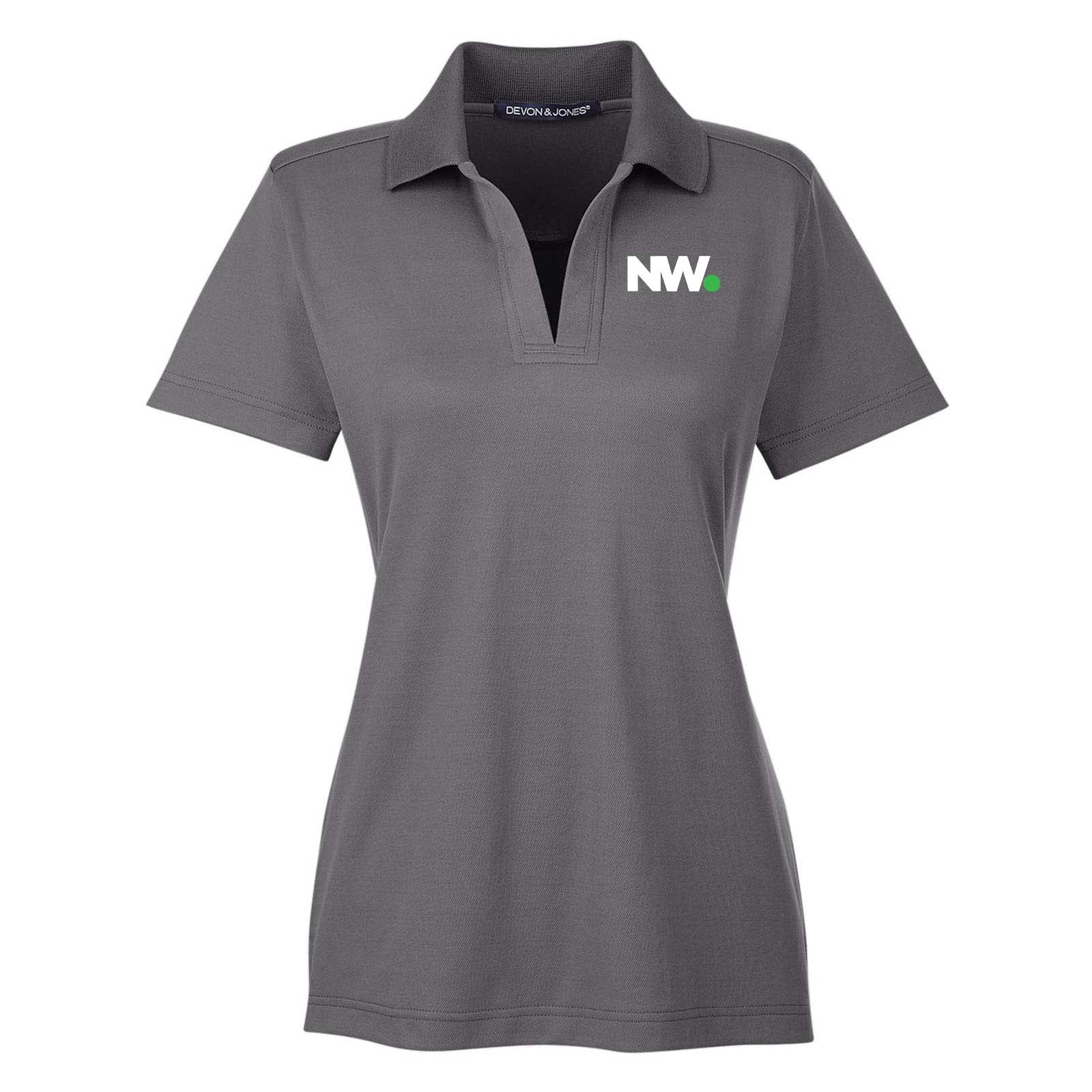 Nationwide Video Logo Embroidered CrownLux Performance Polyester/Cotton Blend Women's Plaited Polo T-Shirt - Mato & Hash