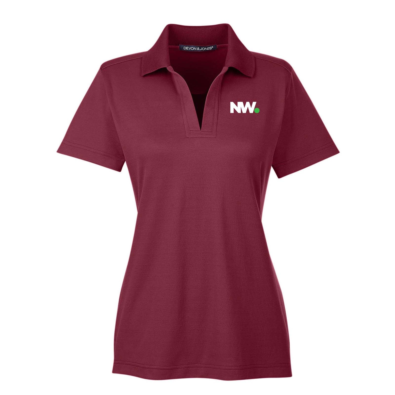 Nationwide Video Logo Embroidered CrownLux Performance Polyester/Cotton Blend Women's Plaited Polo T-Shirt - Mato & Hash