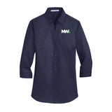 Nationwide Video Logo Embroidered Port Authority® Ladies 3/4-Sleeve SuperPro™ Twill Shirt - Mato & Hash