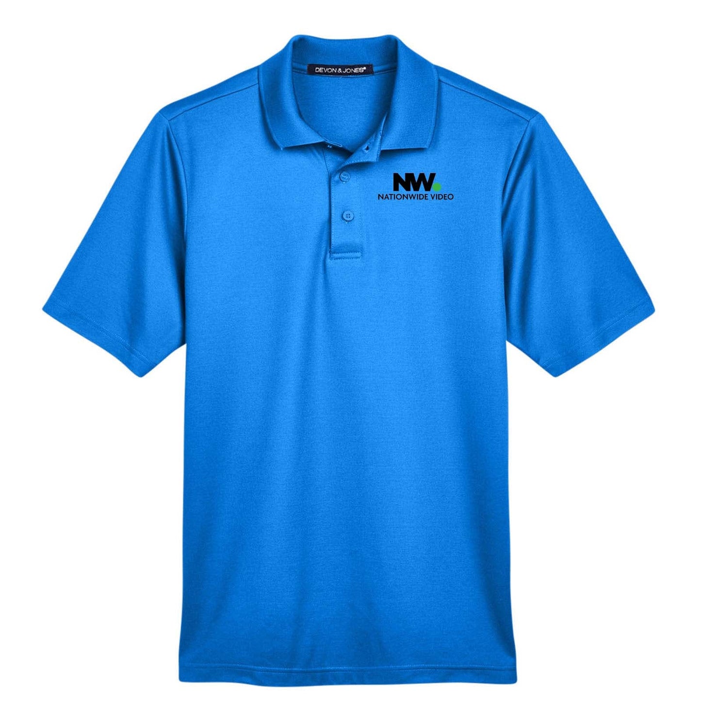 Nationwide Video Logo with Text Embroidered CrownLux Performance Polyester/Cotton Blend Men's Plaited Polo T-Shirt - Mato & Hash