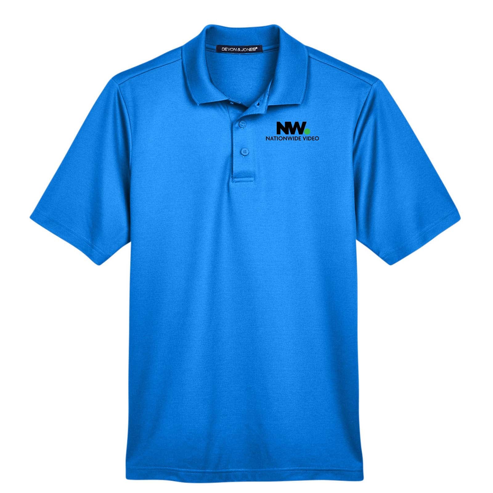 Nationwide Video Logo with Text Embroidered CrownLux Performance Polyester/Cotton Blend Men's Plaited Polo T-Shirt - Mato & Hash