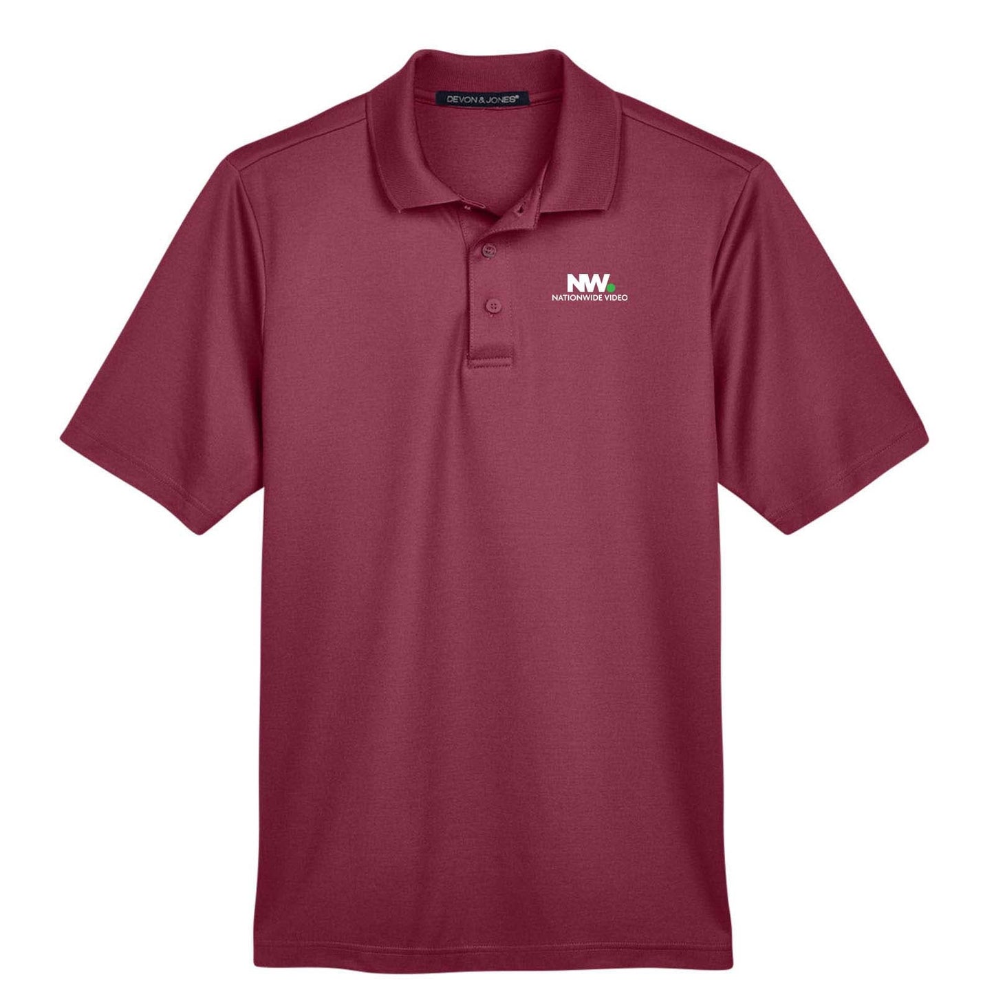 Nationwide Video Logo with Text Embroidered CrownLux Performance Polyester/Cotton Blend Men's Plaited Polo T-Shirt - Mato & Hash