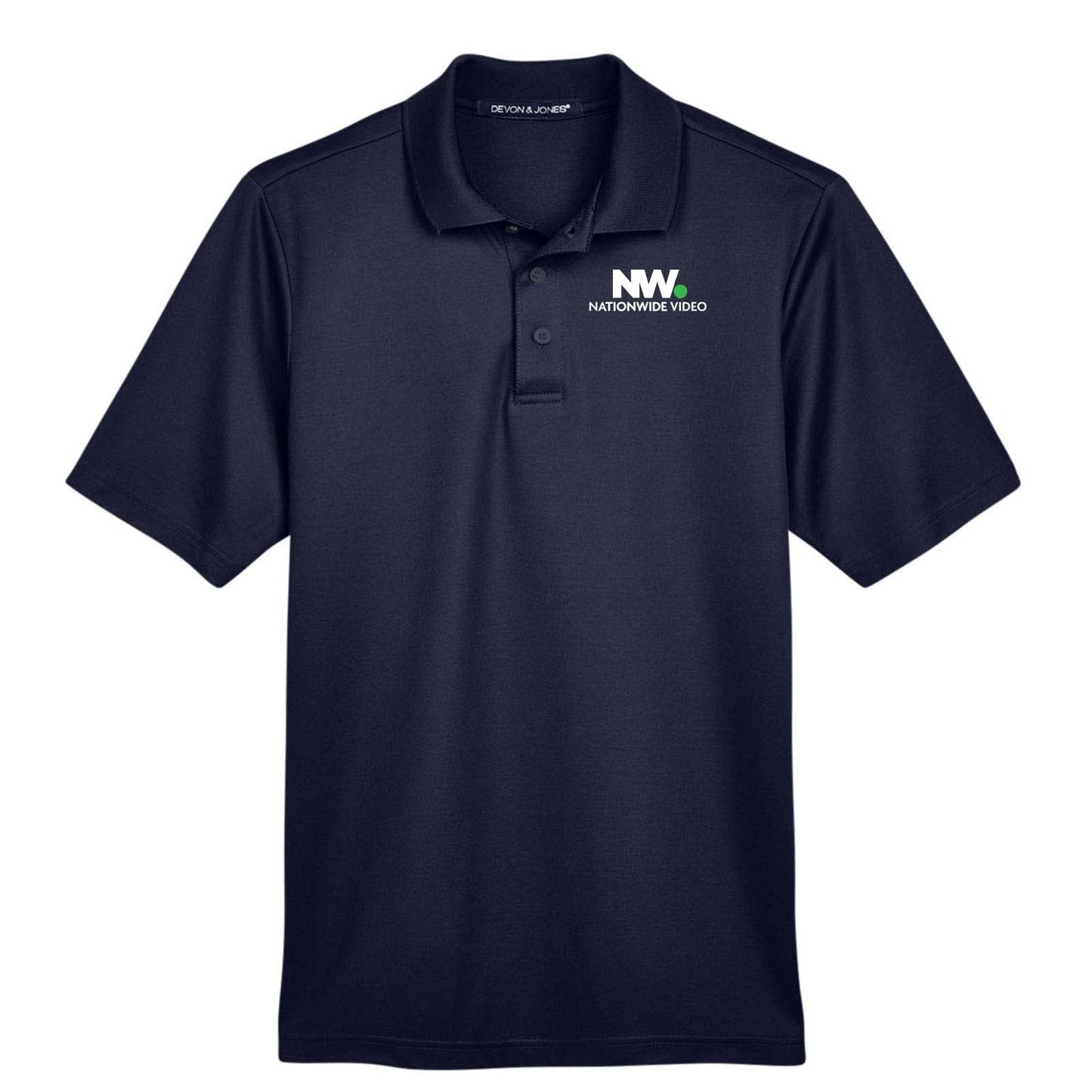 Nationwide Video Logo with Text Embroidered CrownLux Performance Polyester/Cotton Blend Men's Plaited Polo T-Shirt - Mato & Hash