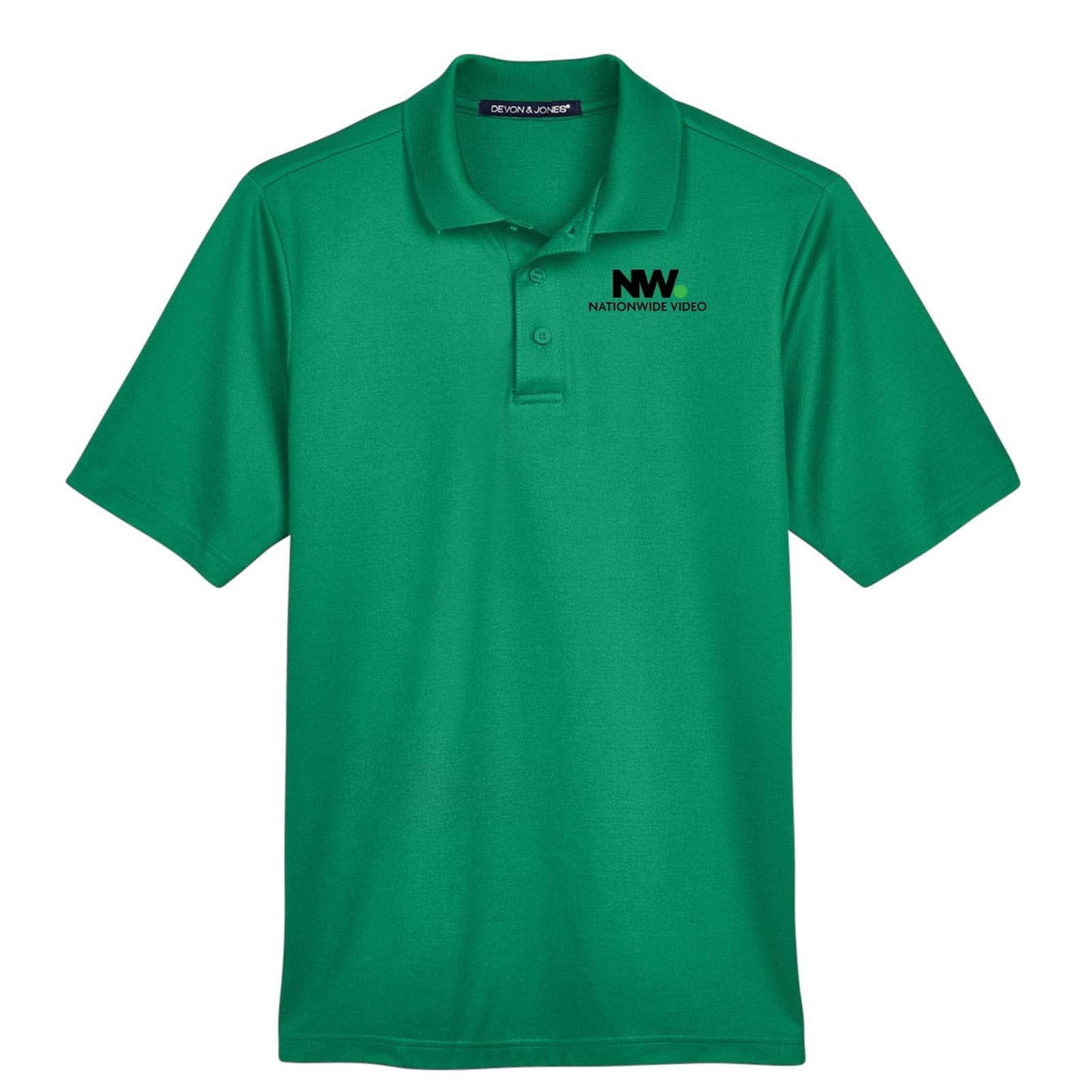 Nationwide Video Logo with Text Embroidered CrownLux Performance Polyester/Cotton Blend Men's Plaited Polo T-Shirt - Mato & Hash