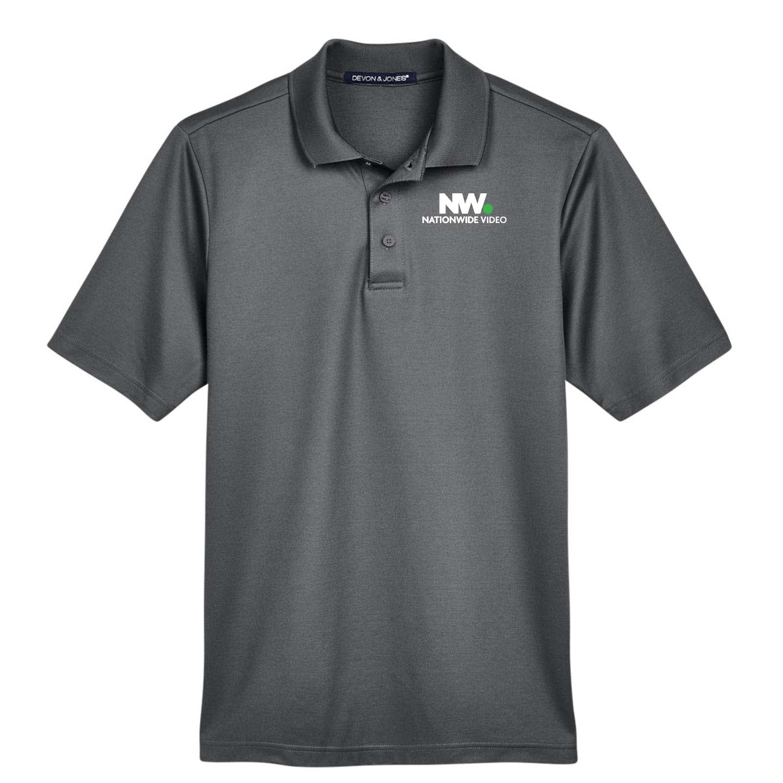 Nationwide Video Logo with Text Embroidered CrownLux Performance Polyester/Cotton Blend Men's Plaited Polo T-Shirt - Mato & Hash