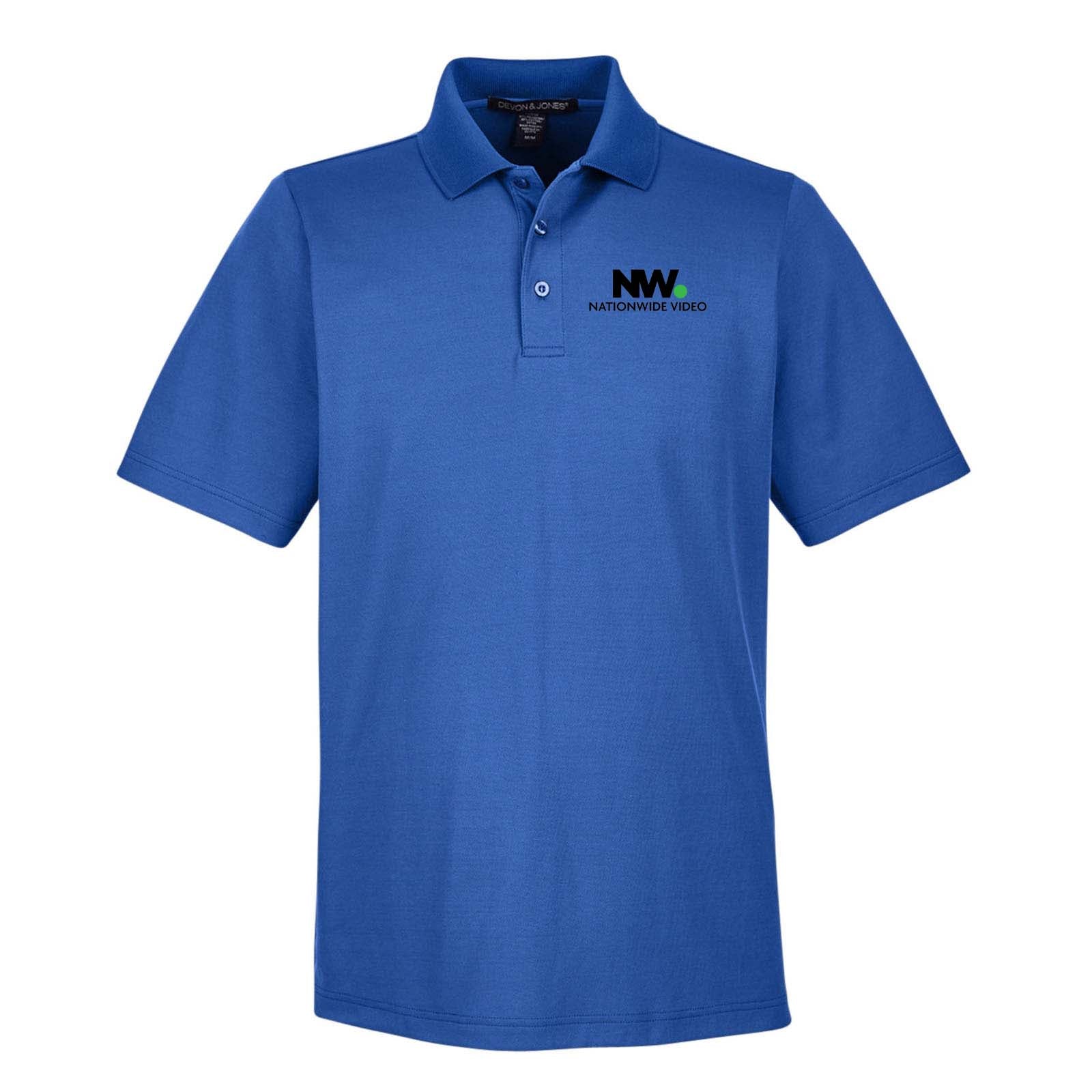 Nationwide Video Logo with Text Embroidered CrownLux Performance Polyester/Cotton Blend Men's Plaited Polo T-Shirt - Mato & Hash