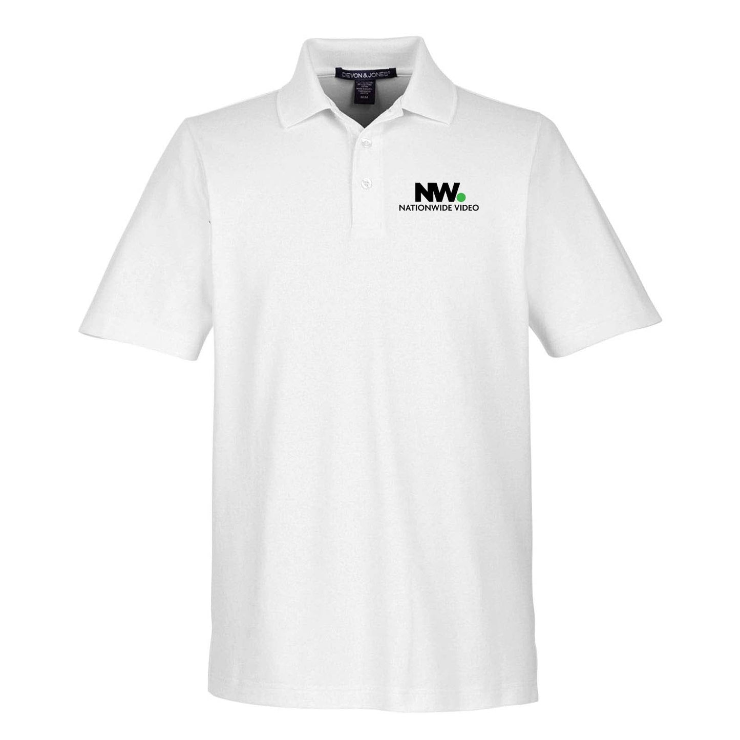 Nationwide Video Logo with Text Embroidered CrownLux Performance Polyester/Cotton Blend Men's Plaited Polo T-Shirt - Mato & Hash