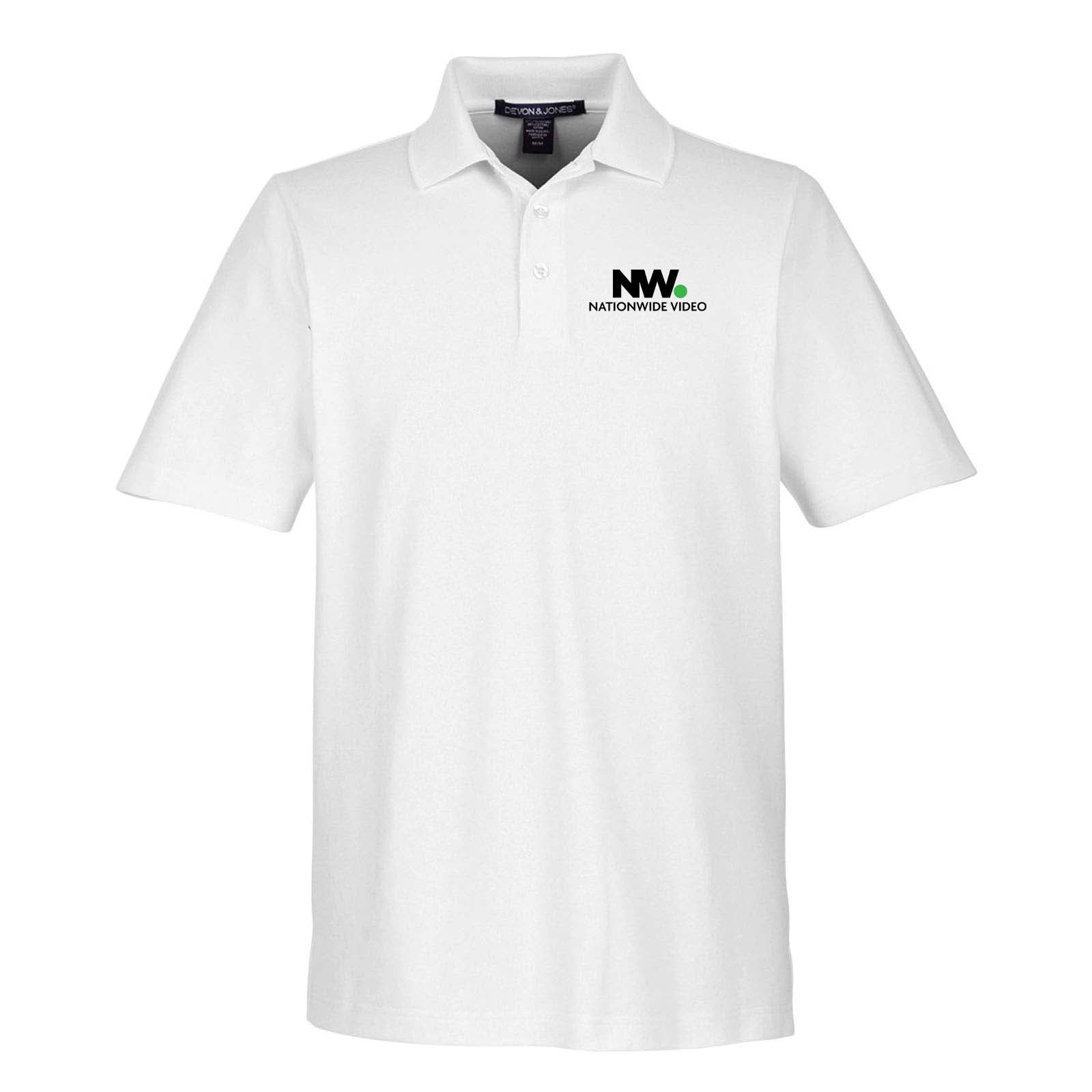 Nationwide Video Logo with Text Embroidered CrownLux Performance Polyester/Cotton Blend Men's Plaited Polo T-Shirt - Mato & Hash