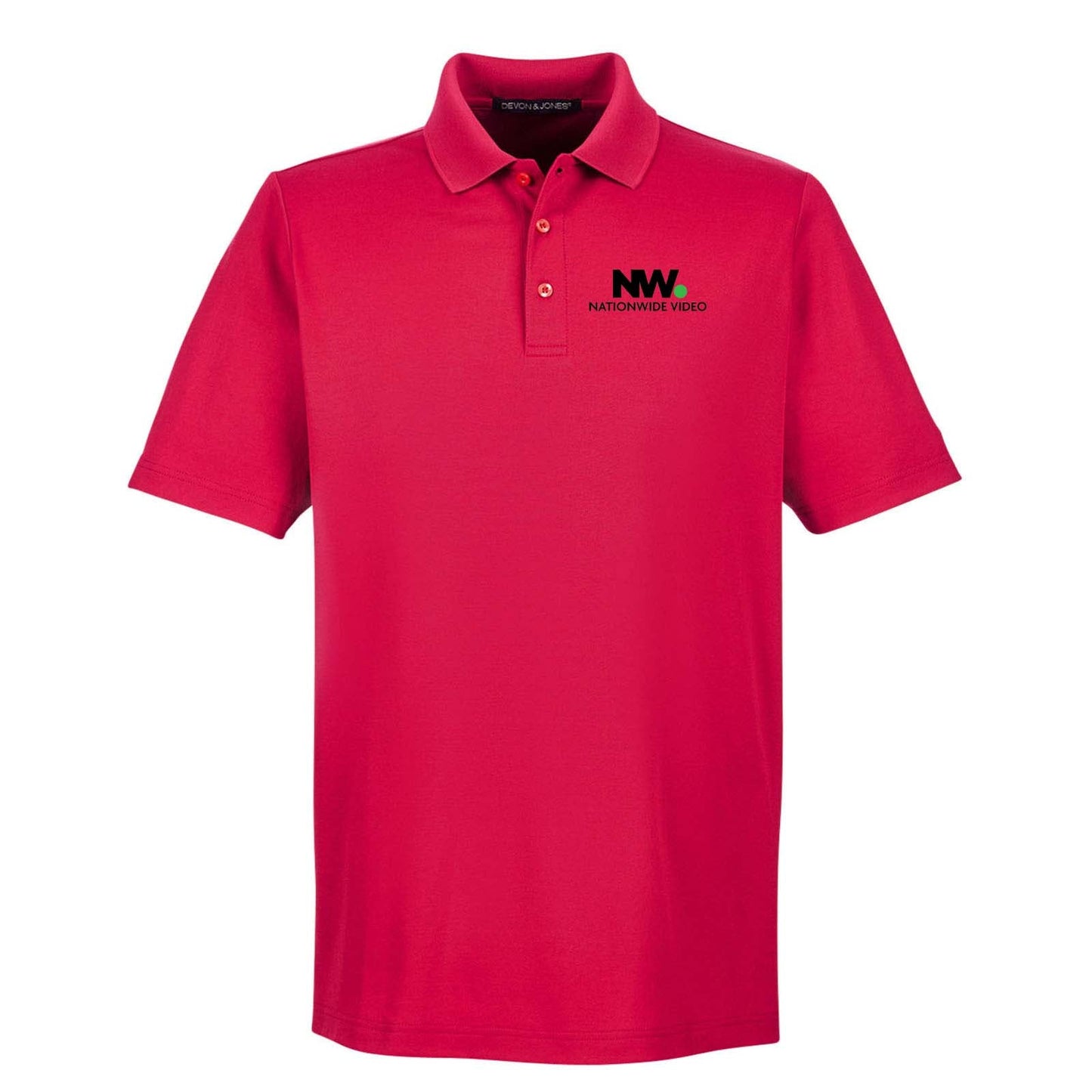 Nationwide Video Logo with Text Embroidered CrownLux Performance Polyester/Cotton Blend Men's Plaited Polo T-Shirt - Mato & Hash