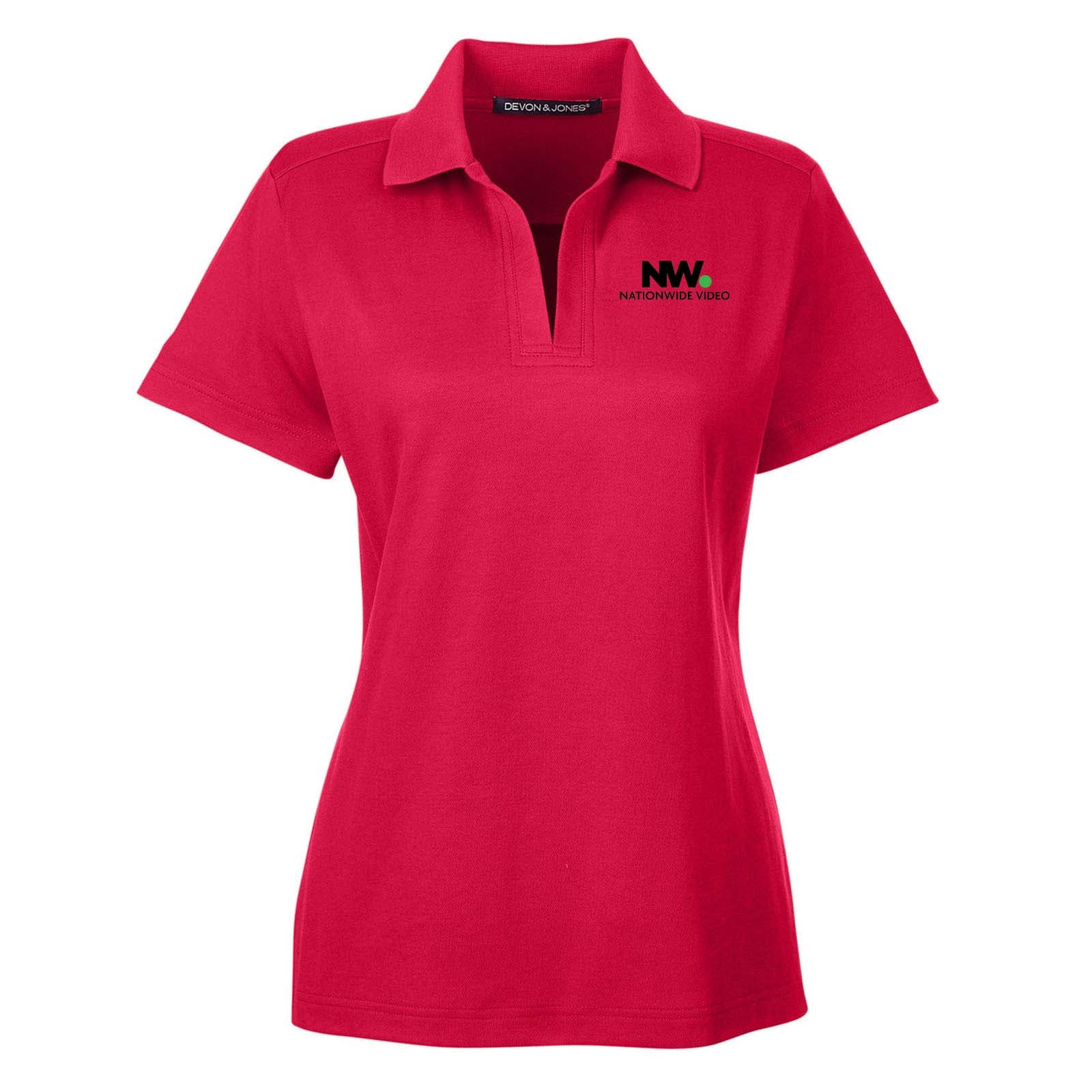 Nationwide Video Logo with Text Embroidered CrownLux Performance Polyester/Cotton Blend Women's Plaited Polo T-Shirt - Mato & Hash