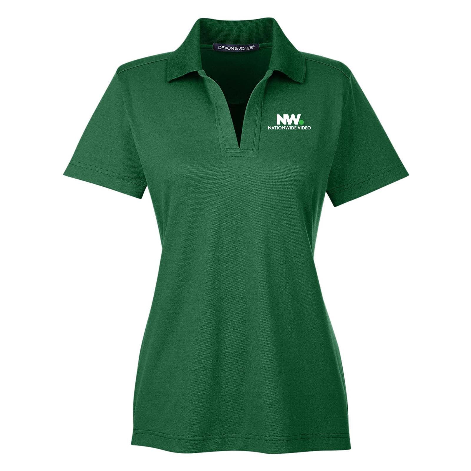 Nationwide Video Logo with Text Embroidered CrownLux Performance Polyester/Cotton Blend Women's Plaited Polo T-Shirt - Mato & Hash