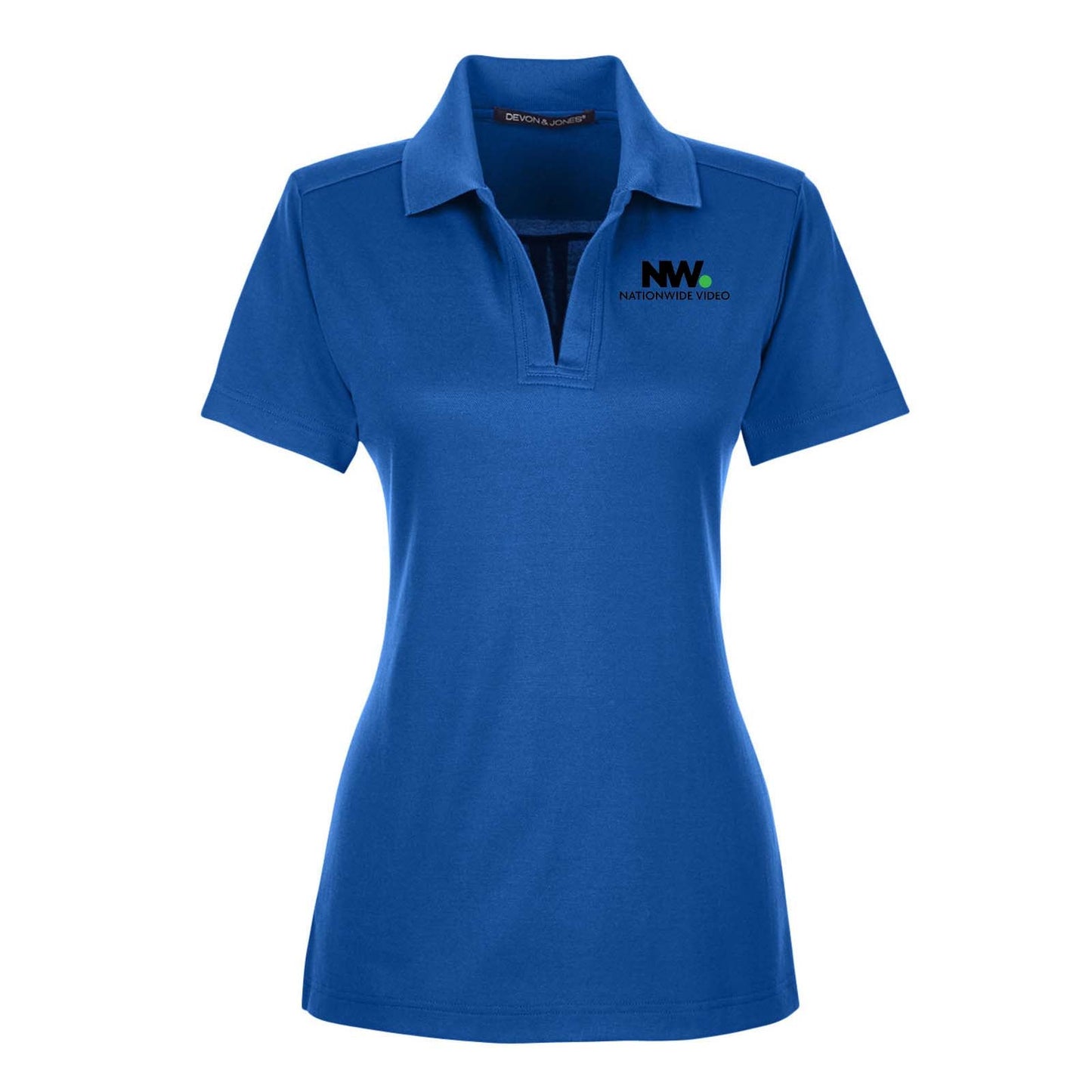 Nationwide Video Logo with Text Embroidered CrownLux Performance Polyester/Cotton Blend Women's Plaited Polo T-Shirt - Mato & Hash