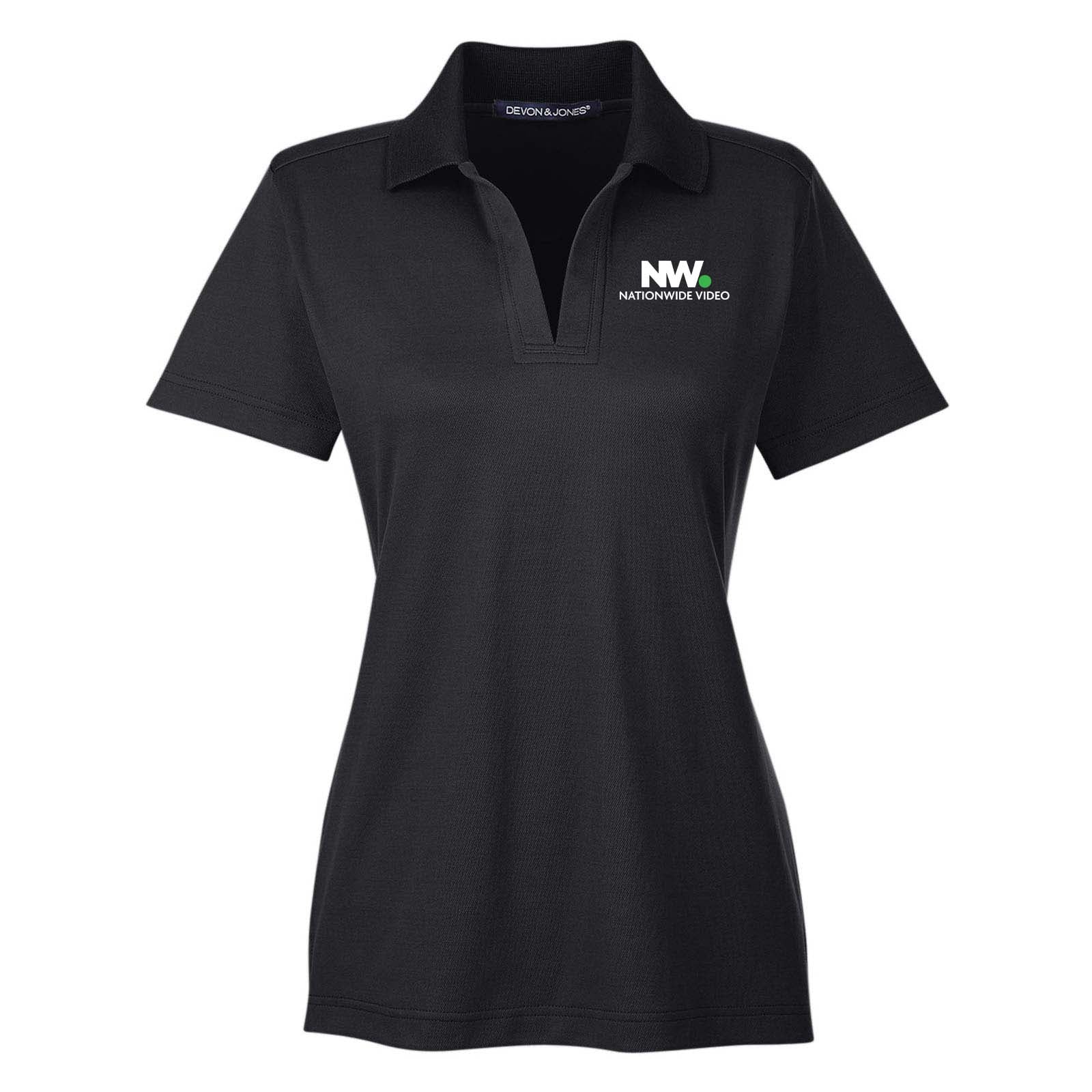 Nationwide Video Logo with Text Embroidered CrownLux Performance Polyester/Cotton Blend Women's Plaited Polo T-Shirt - Mato & Hash