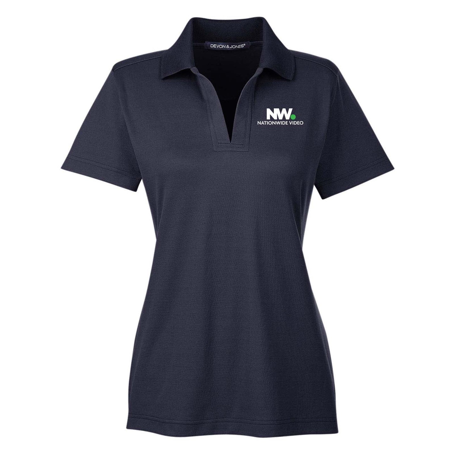 Nationwide Video Logo with Text Embroidered CrownLux Performance Polyester/Cotton Blend Women's Plaited Polo T-Shirt - Mato & Hash