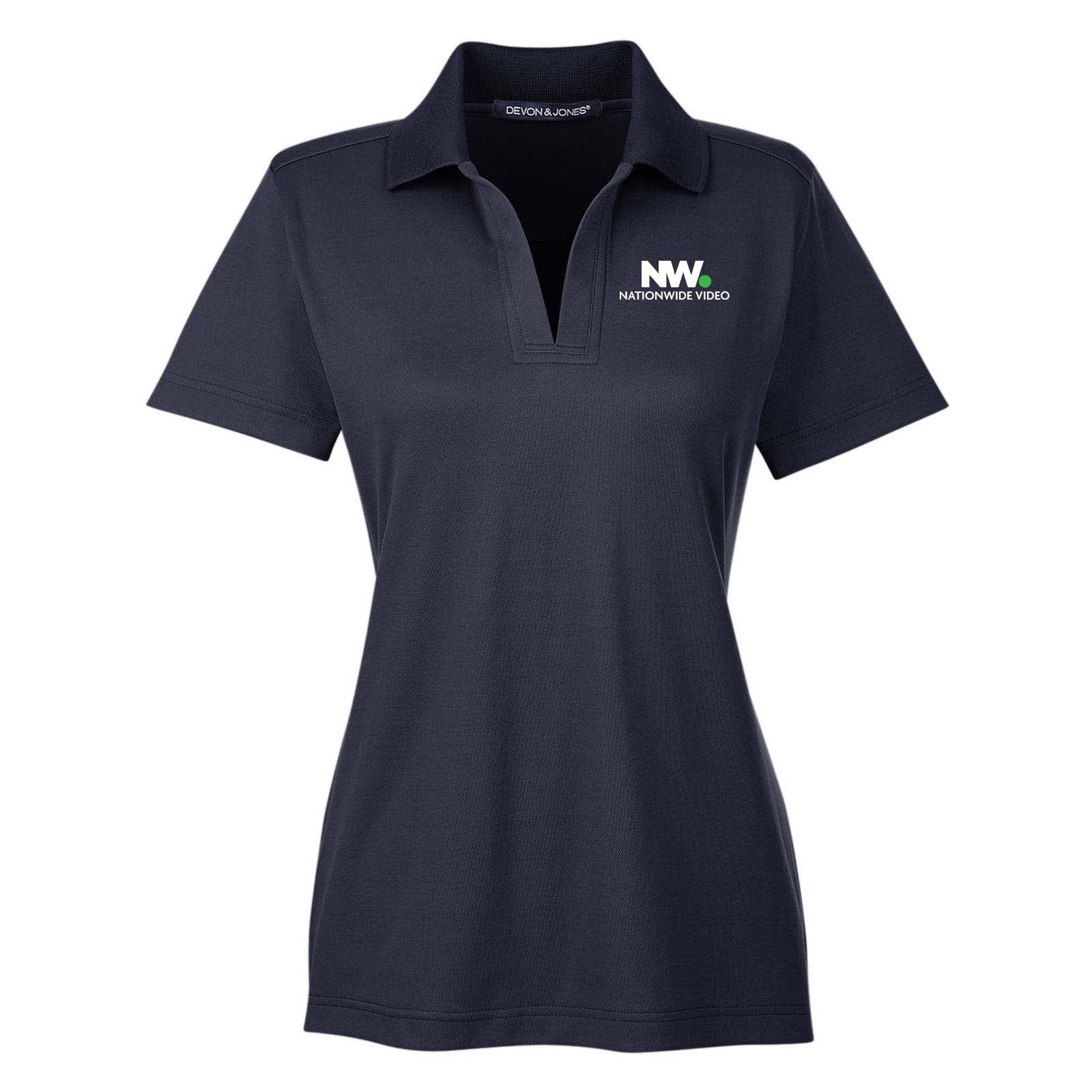 Nationwide Video Logo with Text Embroidered CrownLux Performance Polyester/Cotton Blend Women's Plaited Polo T-Shirt - Mato & Hash