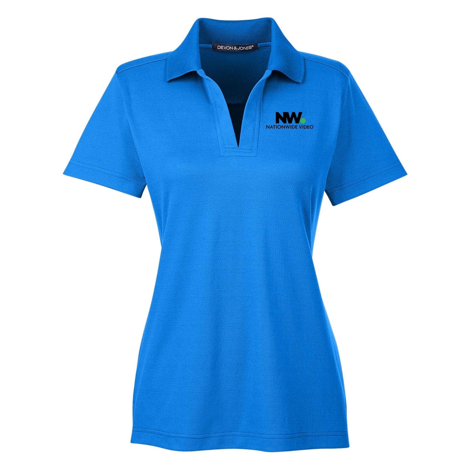Nationwide Video Logo with Text Embroidered CrownLux Performance Polyester/Cotton Blend Women's Plaited Polo T-Shirt - Mato & Hash