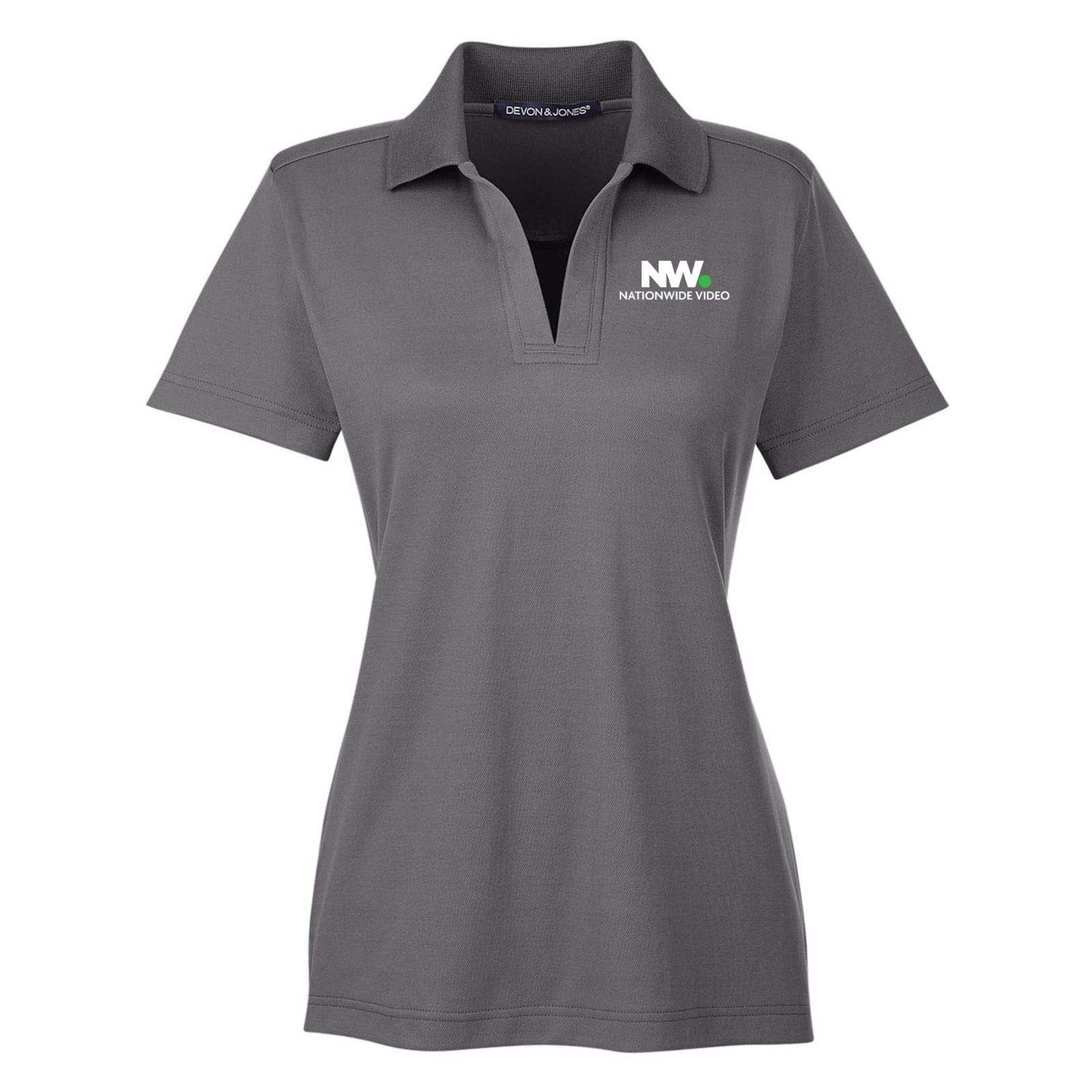 Nationwide Video Logo with Text Embroidered CrownLux Performance Polyester/Cotton Blend Women's Plaited Polo T-Shirt - Mato & Hash
