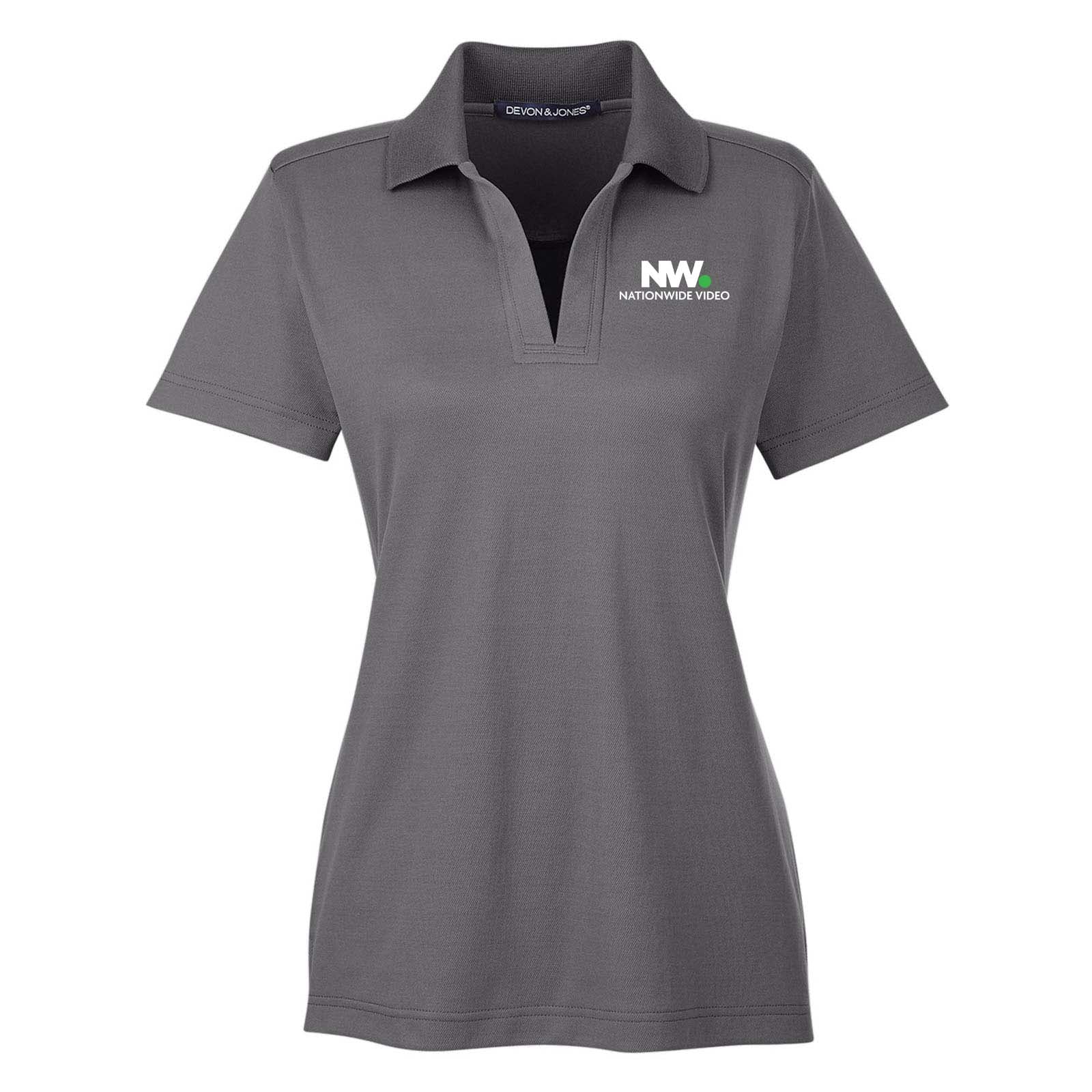 Nationwide Video Logo with Text Embroidered CrownLux Performance Polyester/Cotton Blend Women's Plaited Polo T-Shirt - Mato & Hash