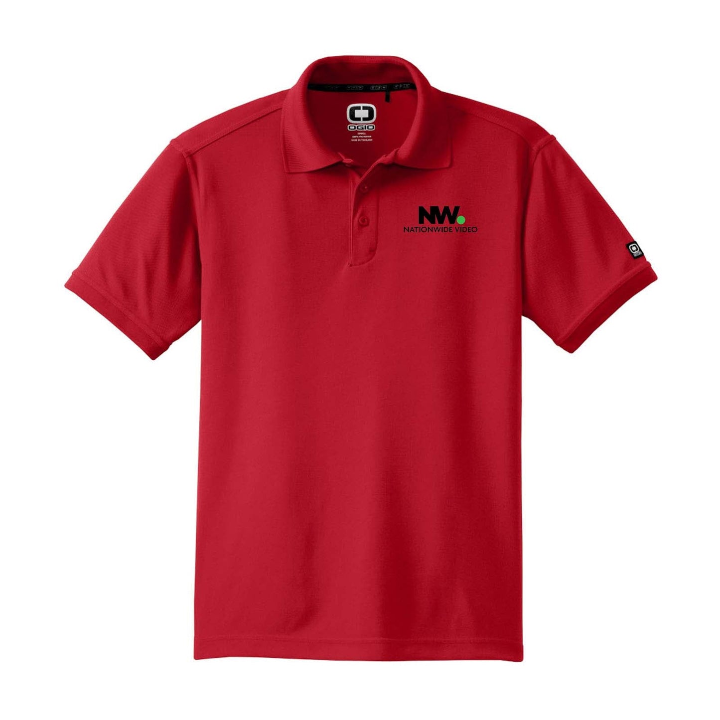 Nationwide Video Logo with Text Embroidered Men's 100% Polyester Caliber 2.0 Polo T-Shirt - Mato & Hash