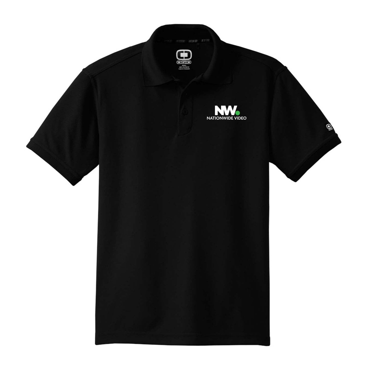 Nationwide Video Logo with Text Embroidered Men's 100% Polyester Caliber 2.0 Polo T-Shirt - Mato & Hash