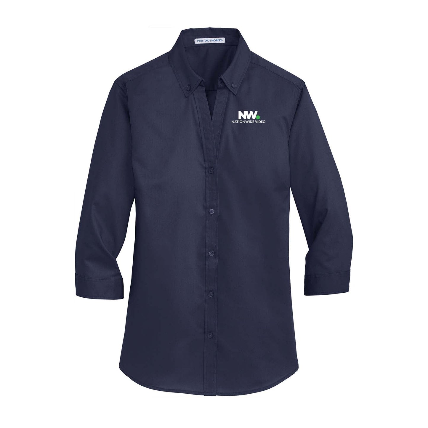 Nationwide Video Logo with Text Embroidered Port Authority® Ladies 3/4-Sleeve SuperPro™ Twill Shirt - Mato & Hash