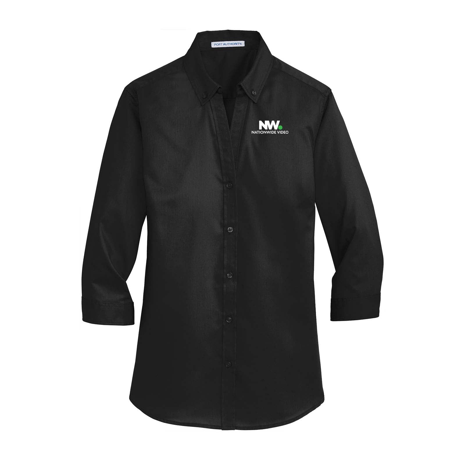 Nationwide Video Logo with Text Embroidered Port Authority® Ladies 3/4-Sleeve SuperPro™ Twill Shirt - Mato & Hash