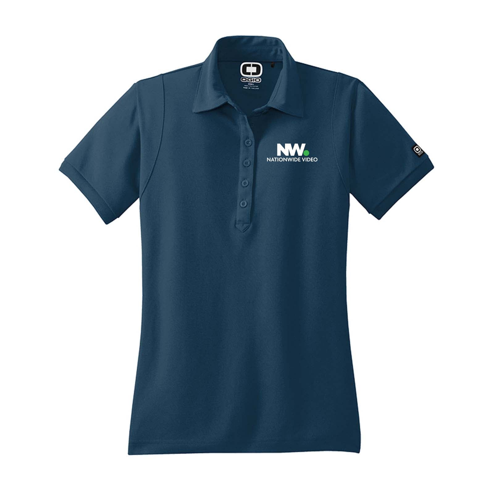 Nationwide Video Logo with Text Embroidered Women's 100% Polyester Jewel Polo T-Shirt - Mato & Hash