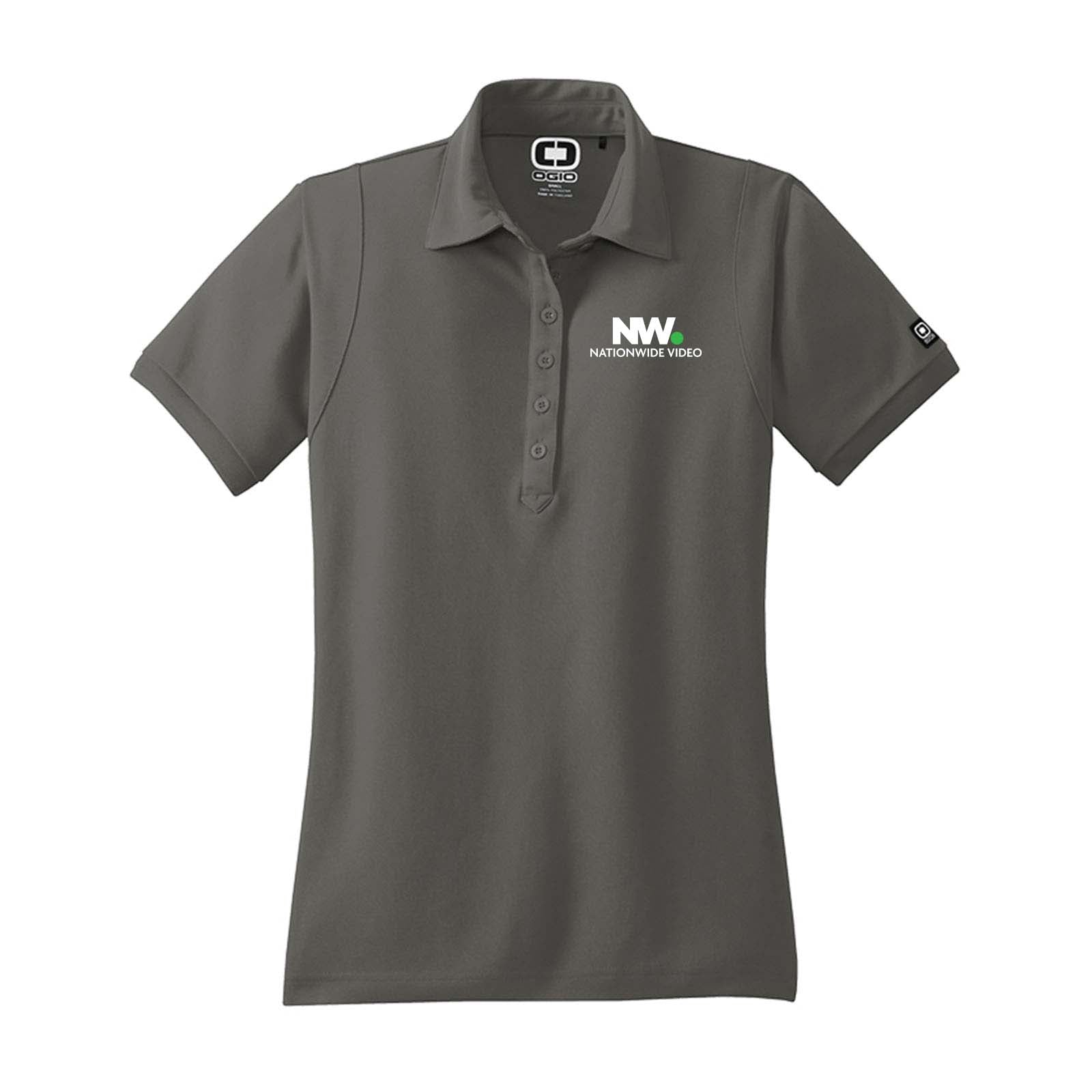 Nationwide Video Logo with Text Embroidered Women's 100% Polyester Jewel Polo T-Shirt - Mato & Hash