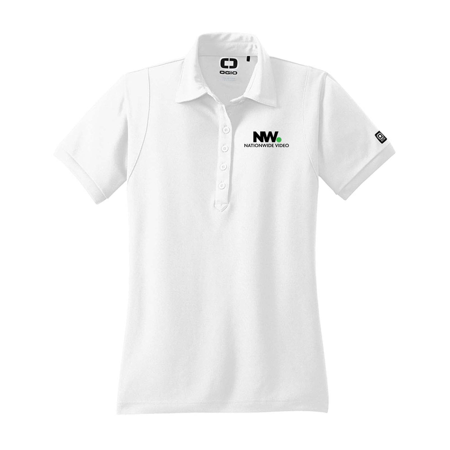 Nationwide Video Logo with Text Embroidered Women's 100% Polyester Jewel Polo T-Shirt - Mato & Hash