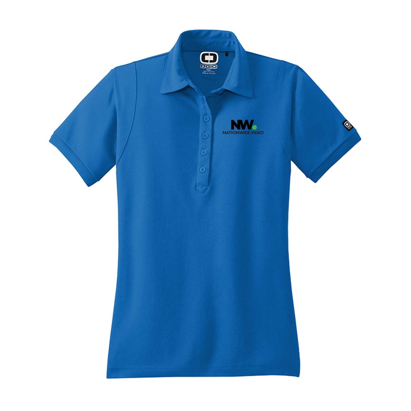 Nationwide Video Logo with Text Embroidered Women's 100% Polyester Jewel Polo T-Shirt - Mato & Hash