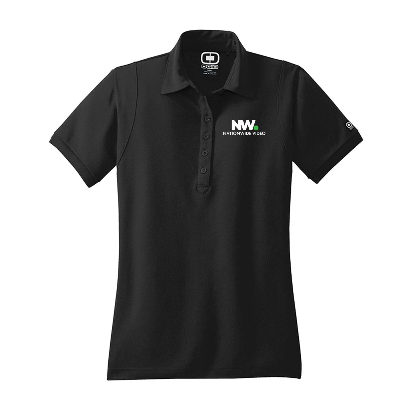 Nationwide Video Logo with Text Embroidered Women's 100% Polyester Jewel Polo T-Shirt - Mato & Hash