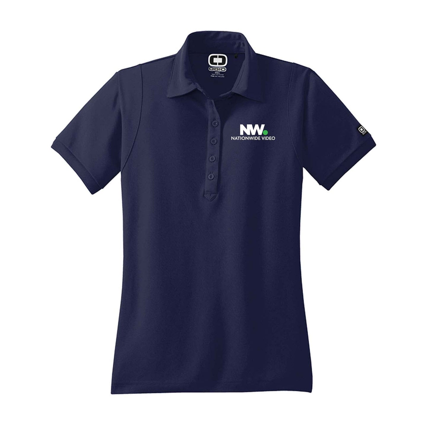 Nationwide Video Logo with Text Embroidered Women's 100% Polyester Jewel Polo T-Shirt - Mato & Hash