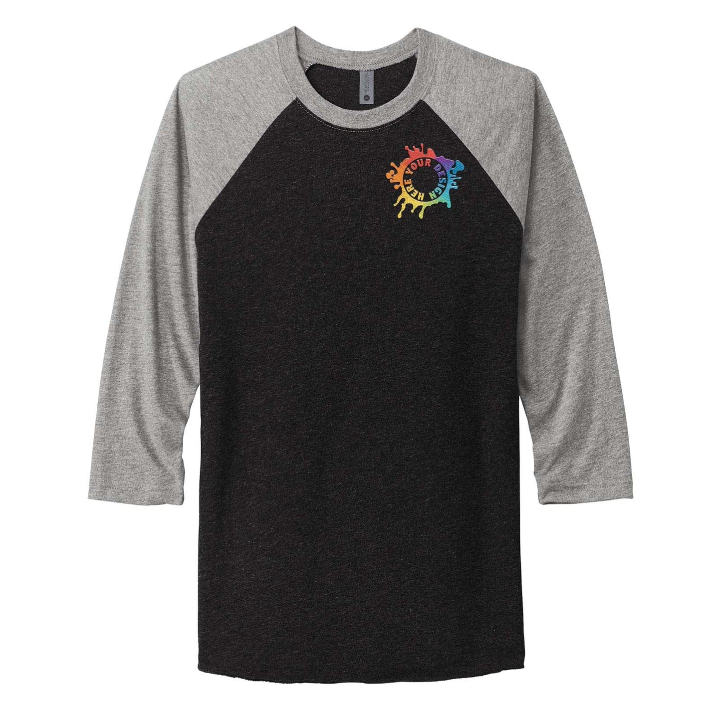 Next Level Unisex Tri Blend 3/4 Sleeve Raglan Tee Embroidery - Mato & Hash