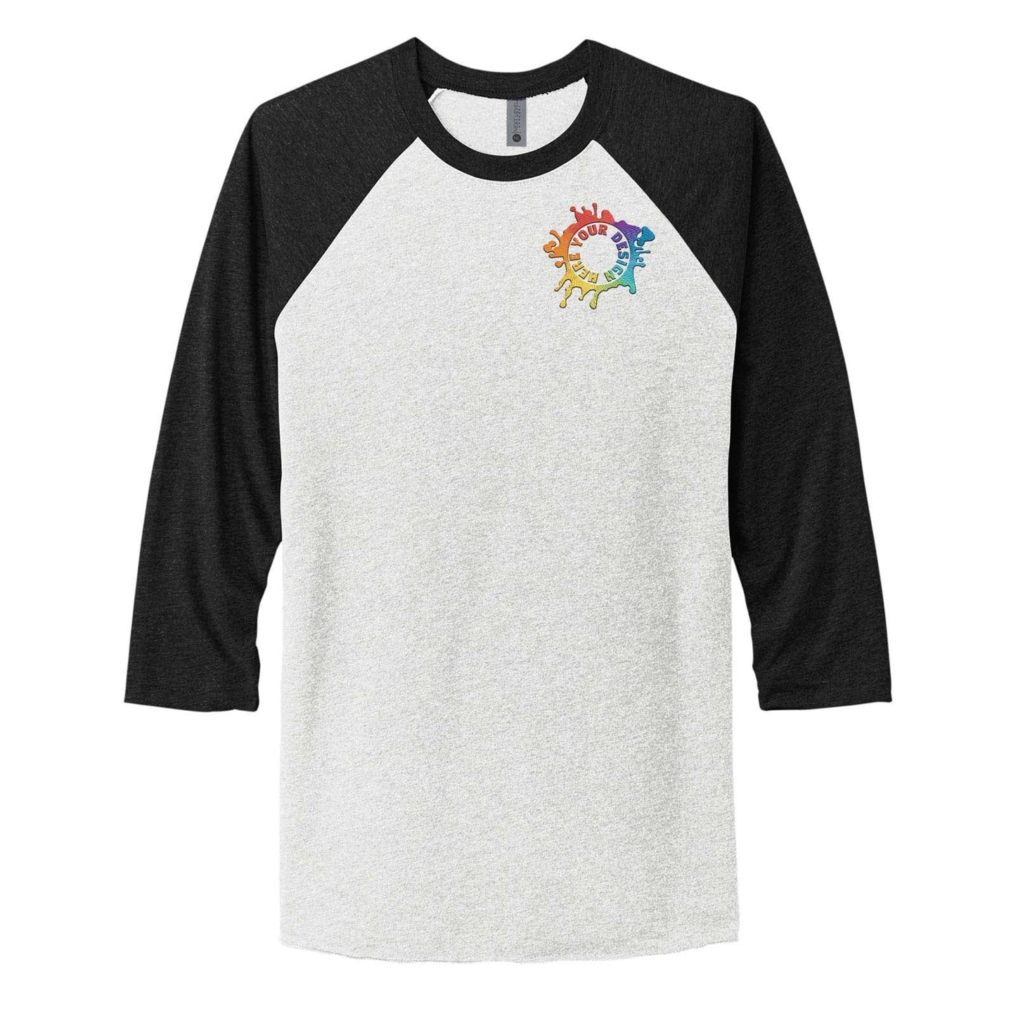 Next Level Unisex Tri Blend 3/4 Sleeve Raglan Tee Embroidery - Mato & Hash
