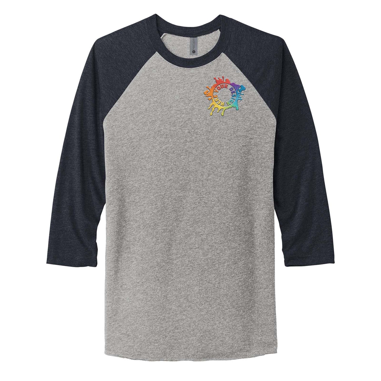 Next Level Unisex Tri Blend 3/4 Sleeve Raglan Tee Embroidery - Mato & Hash