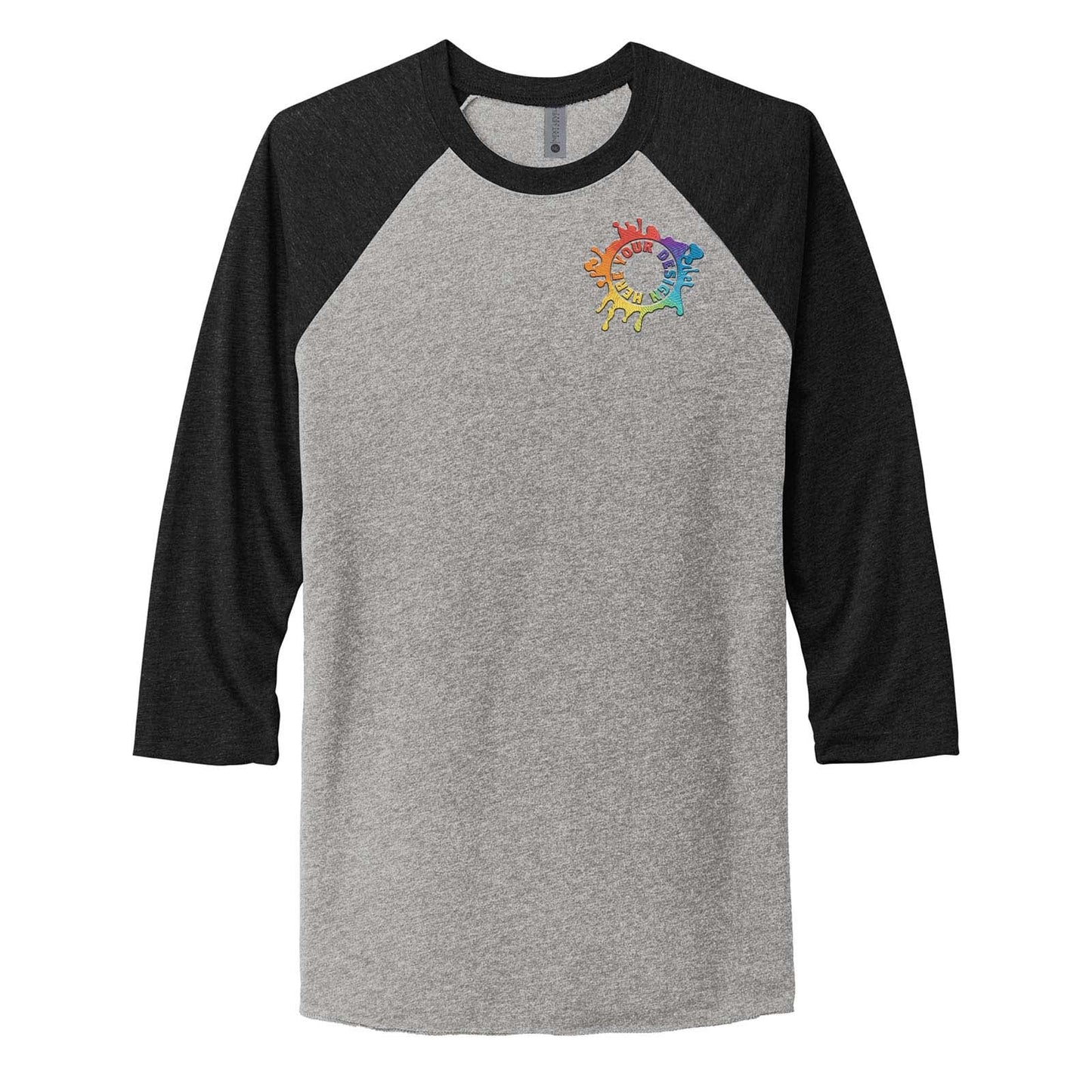 Next Level Unisex Tri Blend 3/4 Sleeve Raglan Tee Embroidery - Mato & Hash