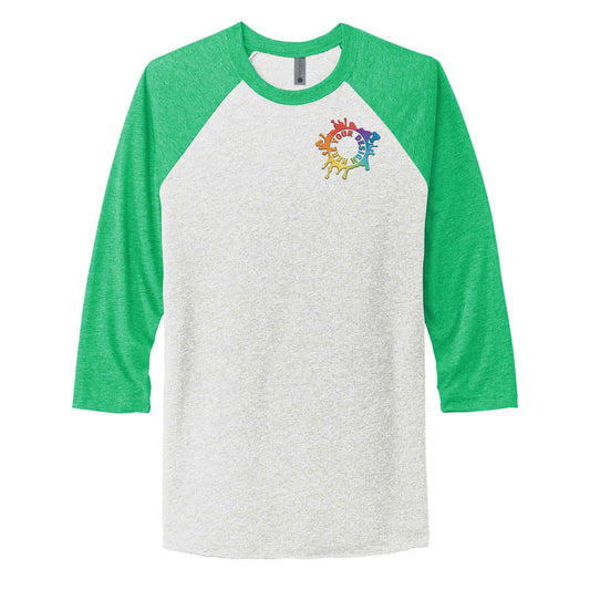 Next Level Unisex Tri Blend 3/4 Sleeve Raglan Tee Embroidery - Mato & Hash