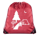 Night Scene + Tent & Campfire Polyester Drawstring Bag - Mato & Hash