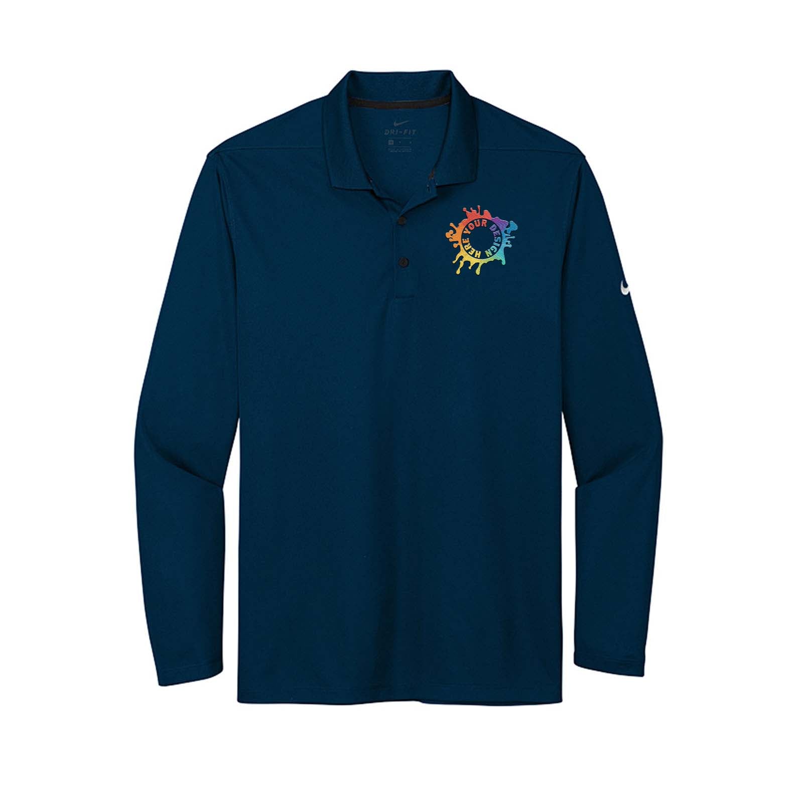 Nike Men's Dri-Fit Micro Piqué 2.0 100% Polyester Long Sleeve Polo T-Shirt Embroidery - Mato & Hash