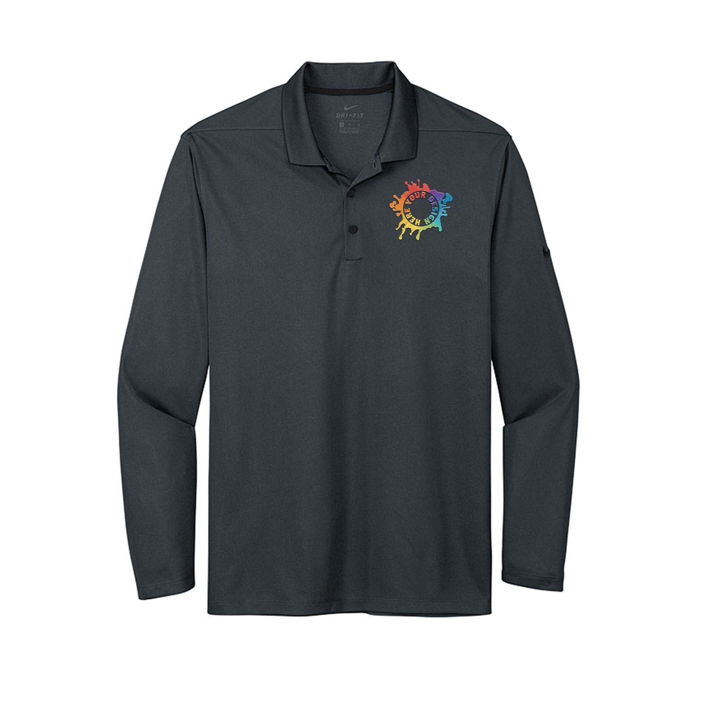 Nike Men's Dri-Fit Micro Piqué 2.0 100% Polyester Long Sleeve Polo T-Shirt Embroidery - Mato & Hash
